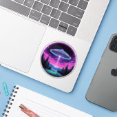エイリアン宇宙船レトロ未来的 シール (ノートパソコンとiPhone)