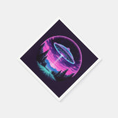 エイリアン宇宙船レトロ未来的 スタンダードカクテルナプキン (角)