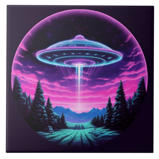 エイリアン宇宙船レトロ未来的 タイル (正面)