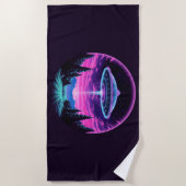 エイリアン宇宙船レトロ未来的 ビーチタオル (正面)