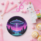 エイリアン宇宙船レトロ未来的 ペーパープレート (パーティー)