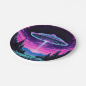 エイリアン宇宙船レトロ未来的 ペーパープレート (アングル)