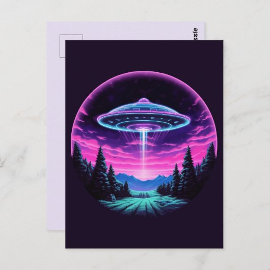 エイリアン宇宙船レトロ未来的 ポストカード (正面/裏面)