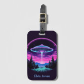 エイリアン宇宙船レトロ未来的 ラゲッジタグ (正面縦)