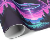 エイリアン宇宙船レトロ未来的 ラッピングペーパー (ロールコーナー)