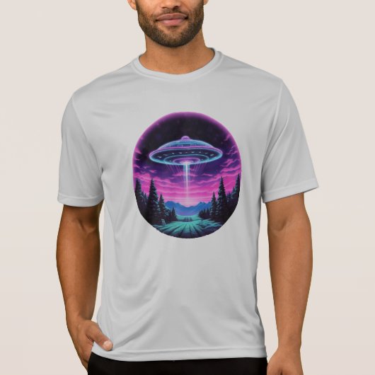 エイリアン宇宙船レトロ未来的 Tシャツ (正面)
