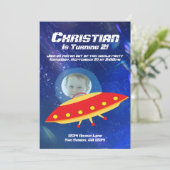 エイリアン宇宙船宇宙飛行士宇宙誕生日 招待状 (スタンド正面)