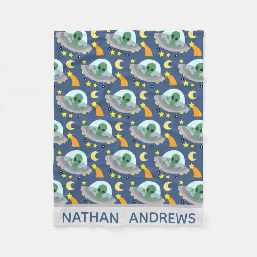エイリアン宇宙船宇宙&スパーソナライズされたターズ フリースブランケット (正面)