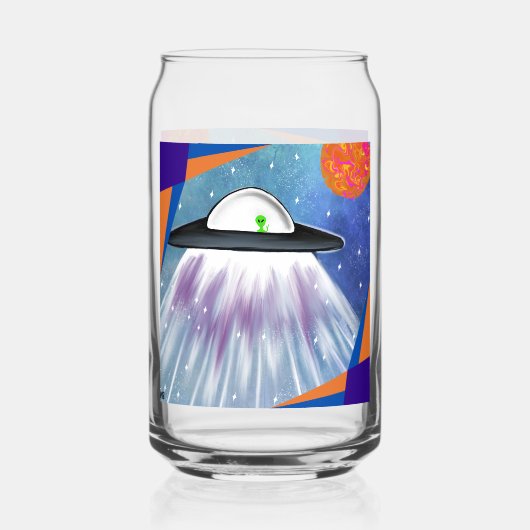 エイリアン宇宙船UFO宇宙 ガラス缶 (正面)