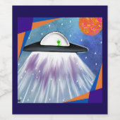 エイリアン宇宙船UFO宇宙 ワインラベル (シングルラベル)