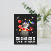 エイリアン宇宙船UFO Sci Fiシーンの猫 ポストカード (スタンド正面)