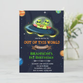 エイリアン宇宙銀河系誕生日の招待 サンキューカード (スタンド正面)
