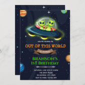 エイリアン宇宙銀河系誕生日の招待 サンキューカード (正面/裏面)