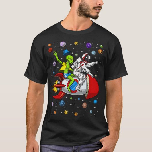 エイリアン宇宙飛行士ロケットアドベンチャー Tシャツ (正面)