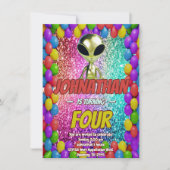 エイリアン宇宙UFOロケット船宇宙の誕生日招待状 招待状 (正面)