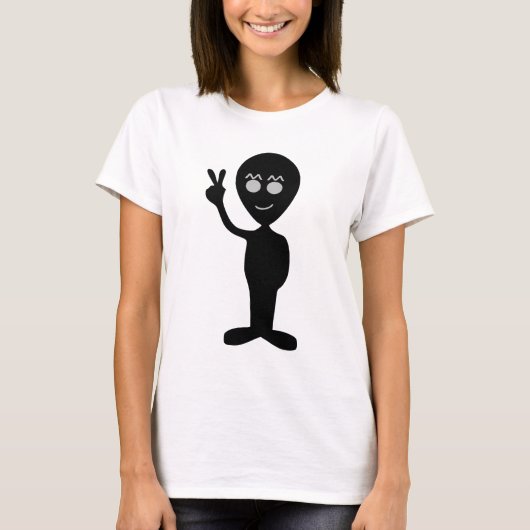 エイリアン平和サインUFO Tシャツ (正面)