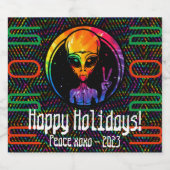 エイリアン平和絞り染め宇宙酒とワインラベル リキュールボトルラベル (シングルラベル)