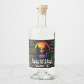 エイリアン平和絞り染め宇宙酒とワインラベル リキュールボトルラベル (正面)