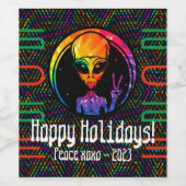 エイリアン平和絞り染め宇宙食品とワインラベル ワインラベル (シングルラベル)