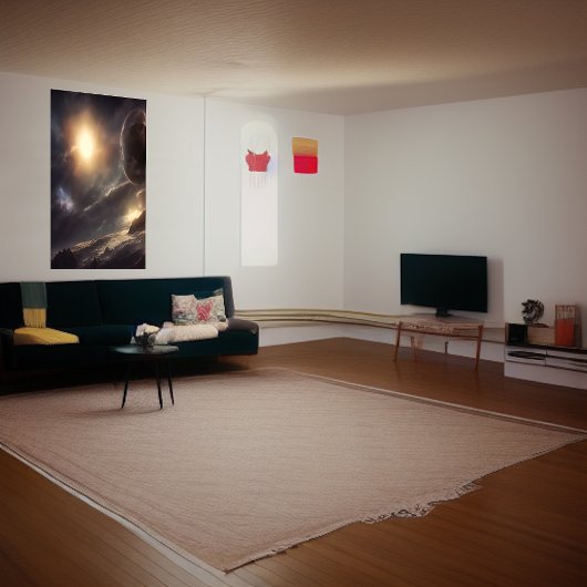 エイリアン惑星、月と太陽が空に | AI Art ポスター