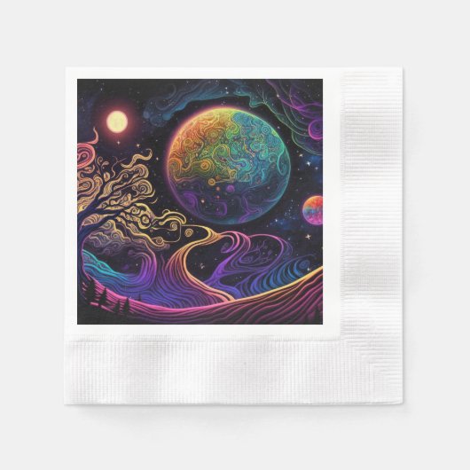エイリアン惑星 縁ありカクテルナプキン (正面)