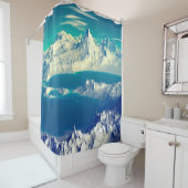 エイリアン惑星 – 3D edコンピュータアートワーク。岩とs シャワーカーテン (インサイチュ)