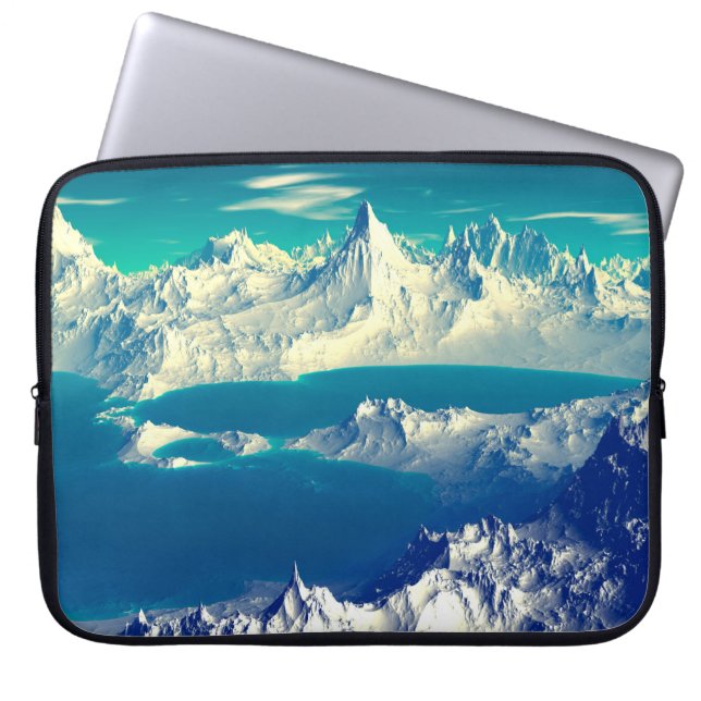 エイリアン惑星 – 3D edコンピュータアートワーク。岩とs ラップトップスリーブ (正面)