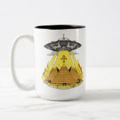 エイリアン拉致エジプトのピラミッド古代UFO ツートーンマグカップ (左)
