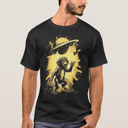エイリアン拉致サル猿UFO宇宙船Extrater Tシャツ (正面)