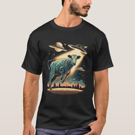 エイリアン拉致牛UFO宇宙船地球外陸域外宇宙船 Tシャツ (正面)