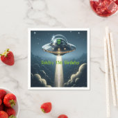 エイリアン拉致UFOブルークラウドバースデーパーティー スタンダードカクテルナプキン (インサイチュ)