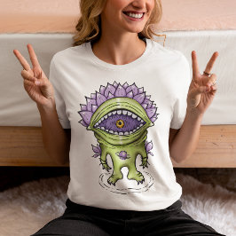 エイリアン植物キャラクター – 宇宙飛行士風変わりの生き物 Tシャツ
