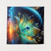 エイリアン植物開花惑星を作り出す花 タペストリー (正面(横))