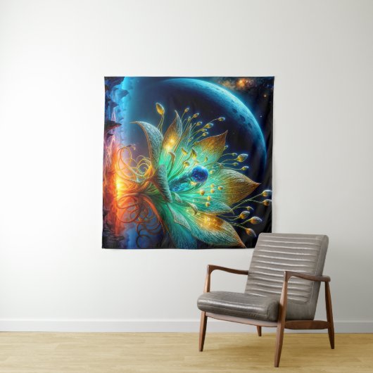 エイリアン植物開花惑星を作り出す花 タペストリー (インサイチュ(横))