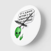 エイリアン母の日 ラウンド壁時計 (傾斜)