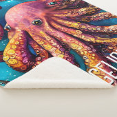 エイリアン水彩タコ名パーソナライズされた前 シェルパブランケット (3/4)