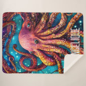 エイリアン水彩タコ名パーソナライズされた前 シェルパブランケット (正面(横))