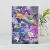 エイリアン漫画かわいいUFO女子宇宙テーマパーティ 招待状 (スタンド正面)