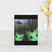 エイリアン猫 UFO 面白い 不気味な猫 ミーム メンズ レディース カード (黄色い花)