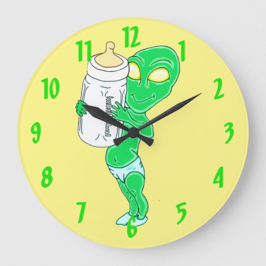 エイリアン男の赤ちゃん ラージ壁時計 (正面)