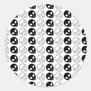 エイリアン白黒デザイン ラウンドシール
