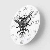 エイリアン種族タトゥーデザイン – 黒 ラウンド壁時計 (傾斜)