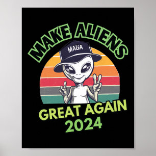 エイリアン素晴らしを再びメガおもしろいトランプUfo 2024 ポスター