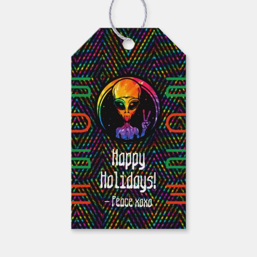 エイリアン絞り染め宇宙カスタムラベル ギフトタグ (正面)