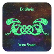 エイリアン絡み(エイリアンとケルト結び目模様)蔵書票