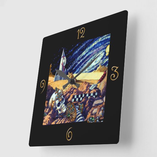 エイリアン考古学 スクエア壁時計 (傾斜)
