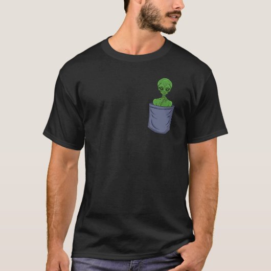 エイリアン胸ポケットUfo陰謀エイリアン Tシャツ (正面)