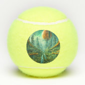 エイリアン自然&未来都市シュールレアルSFアート テニスボール (裏面)