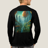エイリアン自然&未来都市シュールレアルSFアート トライブレンドTシャツ (背面)