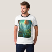 エイリアン自然&未来都市シュールレアルSFアート Tシャツ (正面フル)